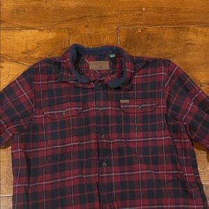 Orvis Burgundy and Navy Plaid Shirt